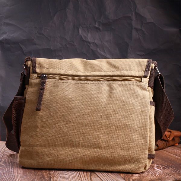 Практичная сумка через плечо для ноутбука 13" из плотного текстиля Vintage 22202 Песочный