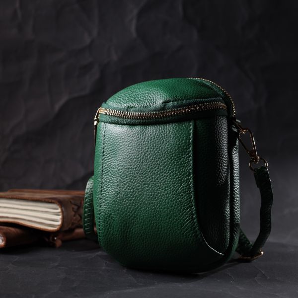 Интересная сумка для женщин из мягкой натуральной кожи Vintage 22341 Зеленая