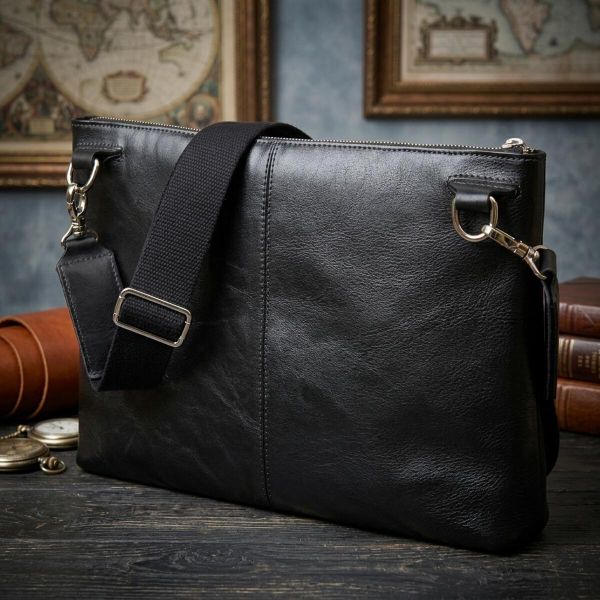 Кожаная мужская сумка для ноутбука GRANDE PELLE 11437 Черный