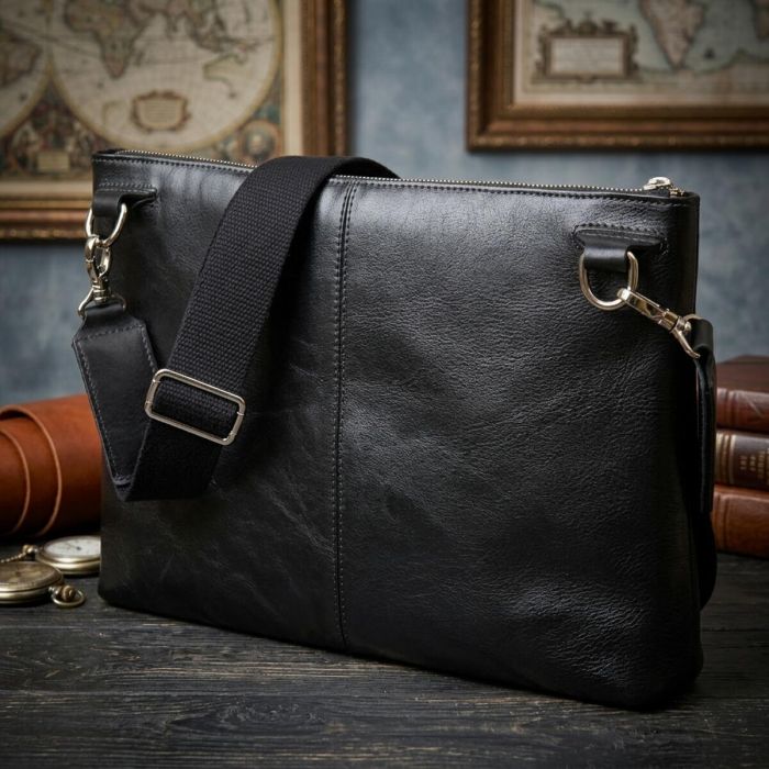 Кожаная мужская сумка для ноутбука GRANDE PELLE 11437 Черный