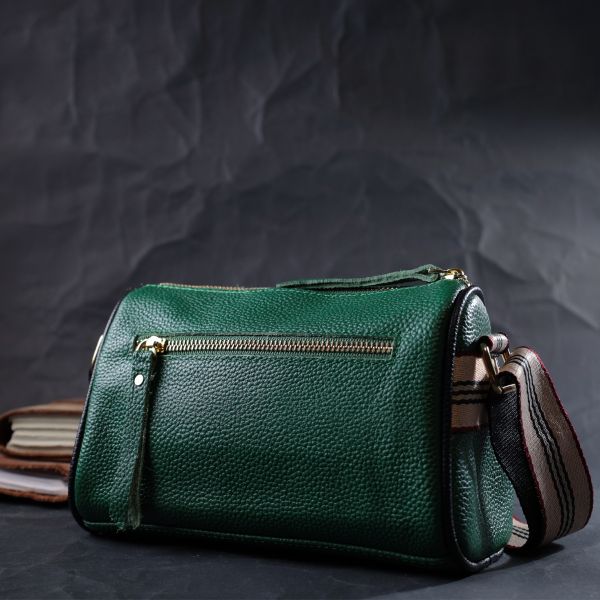 Женская сумка с оригинальным украшением из натуральной кожи Vintage 22261 Зеленая