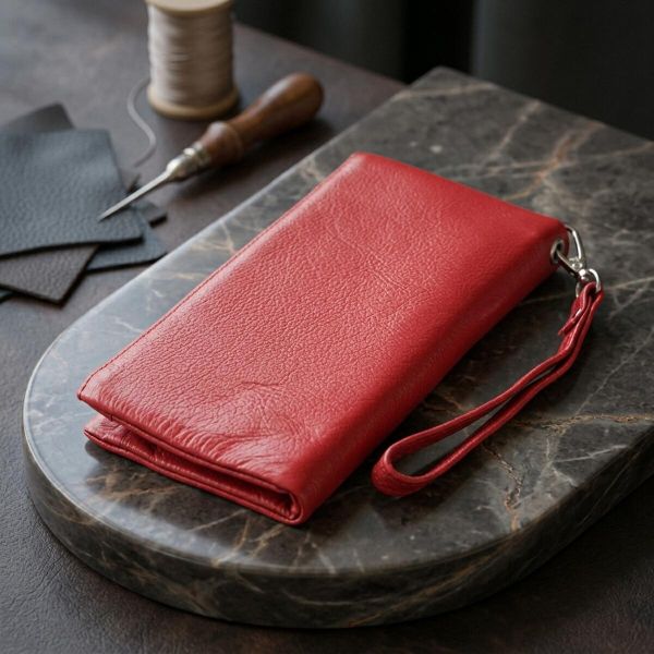 Кошелек-клатч для женщин с двумя молниями из натуральной кожи ST Leather 22526 Красный