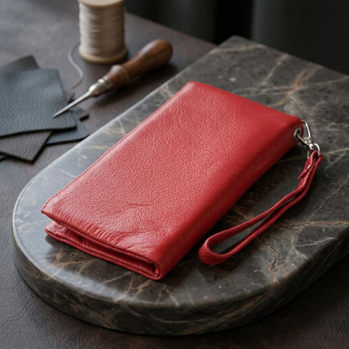 Кошелек-клатч для женщин с двумя молниями из натуральной кожи ST Leather 22526 Красный