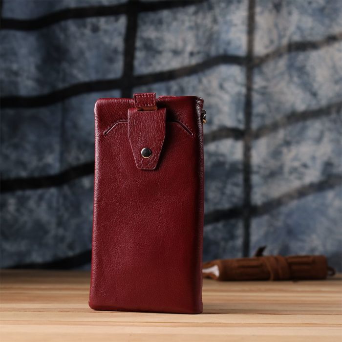 Кожаный женский кошелек-клатч с отделением под телефон ST Leather 23102 Бордовый
