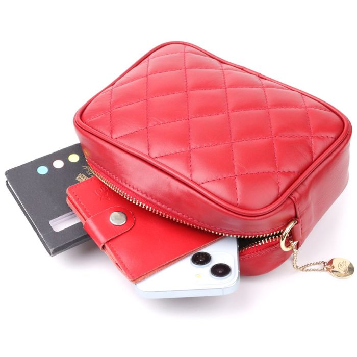 Сумка в ромбы из натуральной кожи Tony Perotti 20838_1 (CA006-01DR dk red) Красный