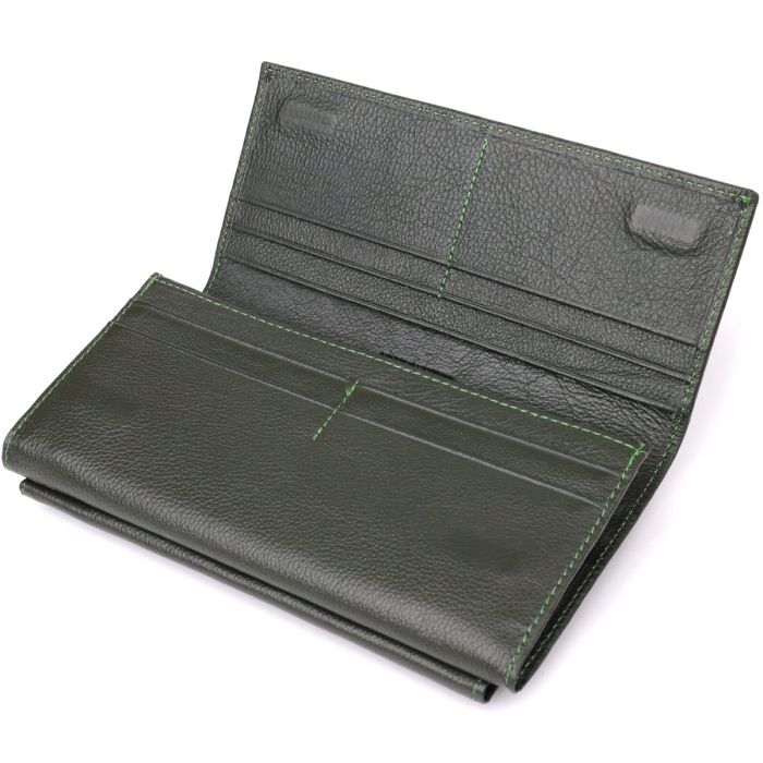 Горизонтальный кошелек с карманом для телефона из натуральной кожи ST Leather 23068 Зеленый