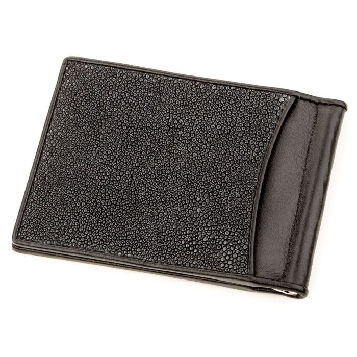 Зажим для денег STINGRAY LEATHER 18293 из натуральной кожи морского ската Черный