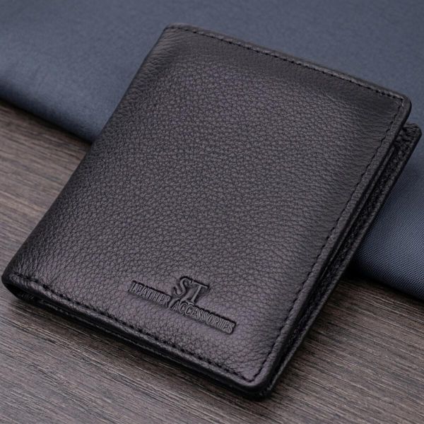 Женский кошелек в классическом черном цвете из натуральной кожи ST Leather 19466 Черный