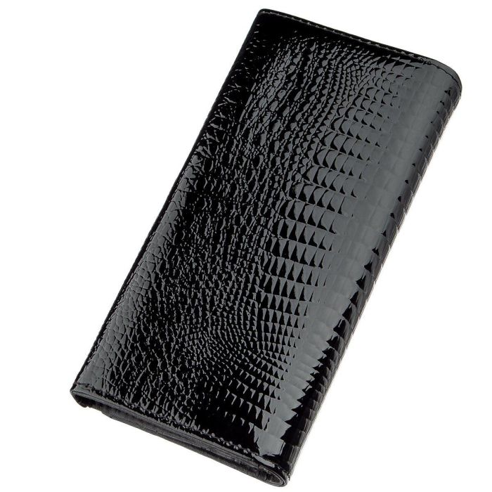Кошелек женский из экокожи лаковый KIVI 19012 Черный