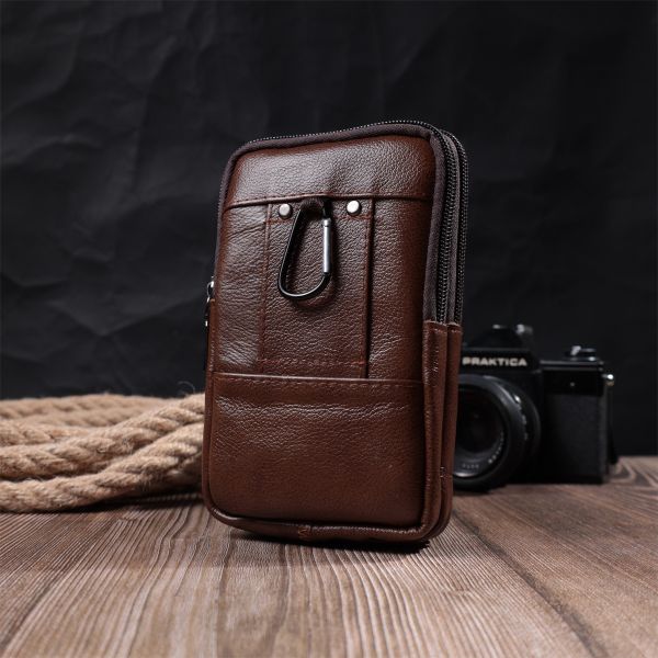 Сумка для мужчин на два отделения из натуральной кожи Vintage 22738 Коричневый