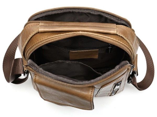 Сумка мужская гладкая Vintage 14707 Cветло-коричневая