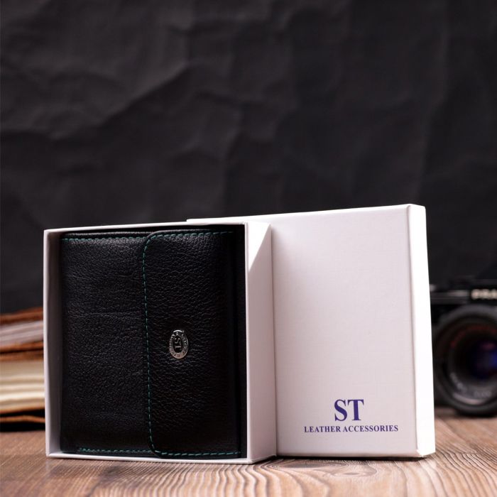 Женский оригинальный кошелек среднего размера из натуральной кожи ST Leather 19500 Черный