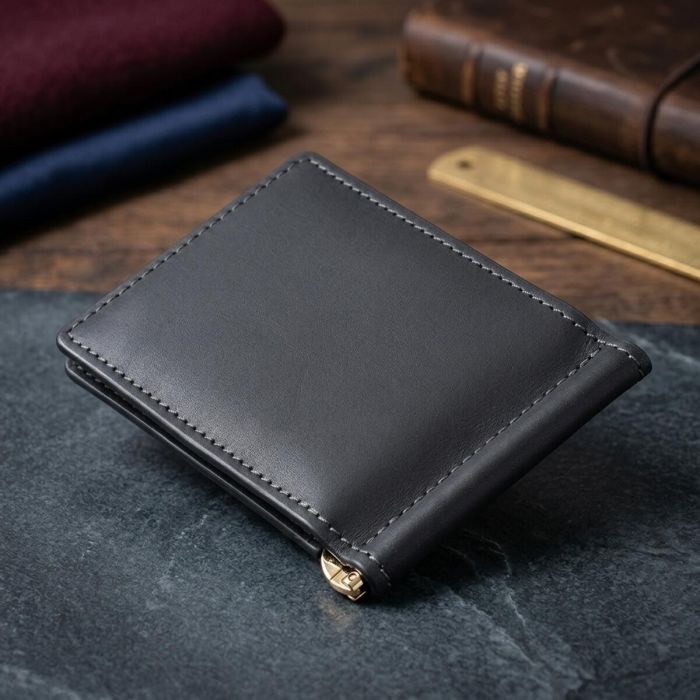 Стильный зажим для денег без застежки GRANDE PELLE 11294 Черный