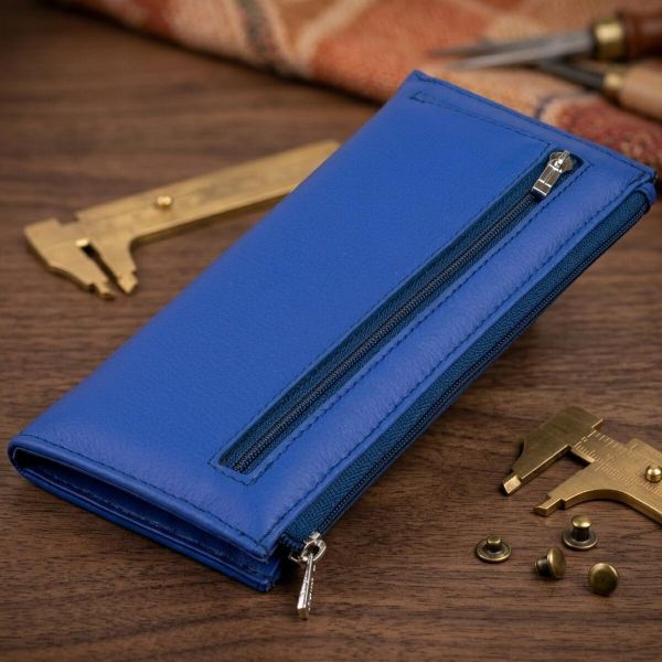 Горизонтальный тонкий кошелек из кожи унисекс ST Leather 19329 Синий