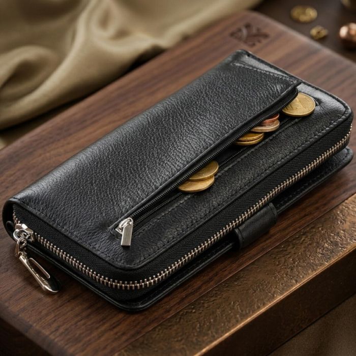 Вертикальный вместительный кошелек из кожи унисекс ST Leather 19300 Черный