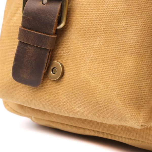 Стильный портфель из качественного текстиля из кожаными вставками Vintage 20874_1 Светло-коричневый