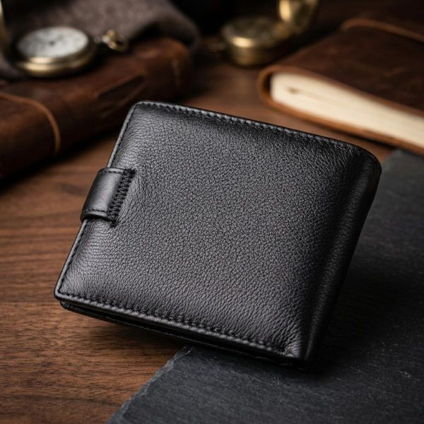 Горизонтальное мужское портмоне из натуральной кожи ST Leather 22487 Черный