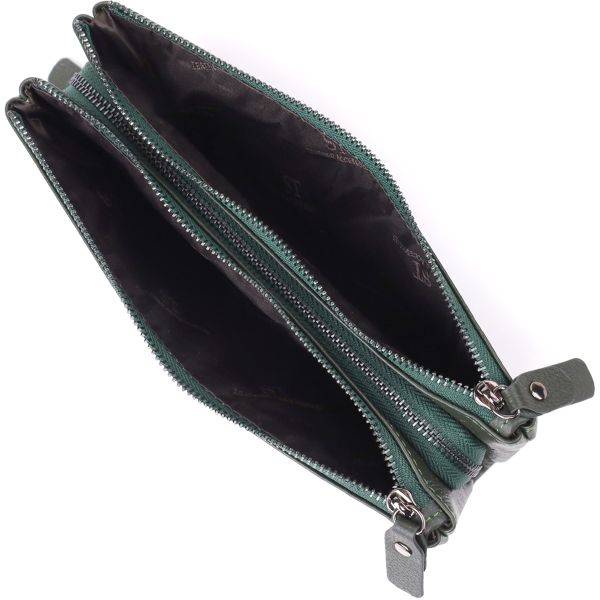 Красивый кожаный кошелек на три отделения ST Leather 23110 Зеленый