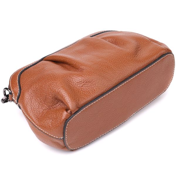 Женская сумка с драпировкой из натуральной кожи Vintage 22895 Коричневый