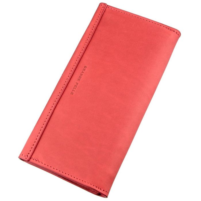 Кожаный горизонтальный клатч из итальянской кожи GRANDE PELLE 11216 Красный