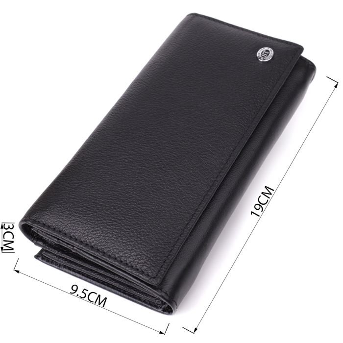 Функциональный женский кошелек на магнитах из натуральной кожи ST Leather 23112 Черный