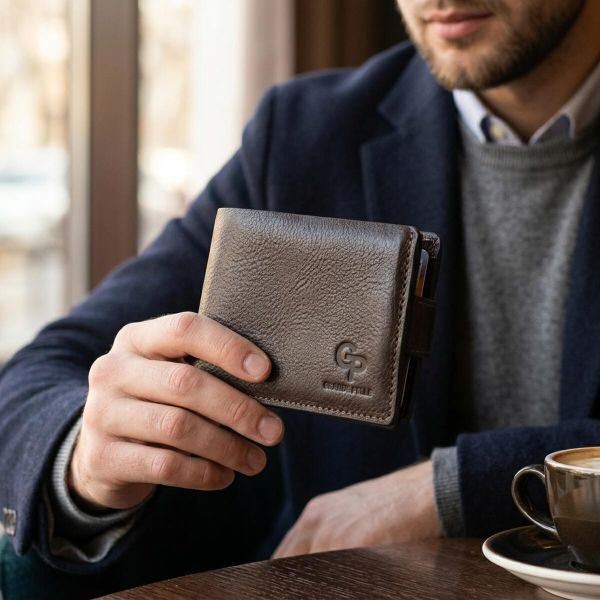 Портмоне горизонтальное Amico на магните на два отделения GRANDE PELLE 11321 Коричневое