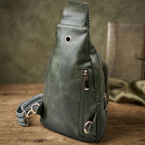 Стильная слинг сумка для женщин из экокожи Vintage 22745 Зеленый