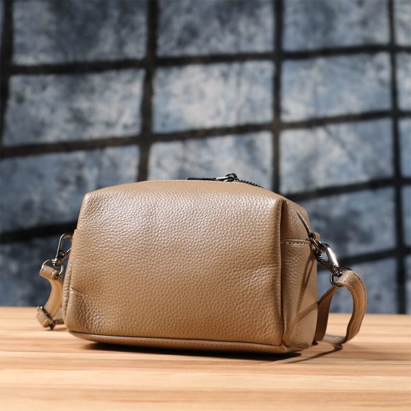 Компактная сумка для женщин из натуральной кожи Vintage 22924 Бежевый