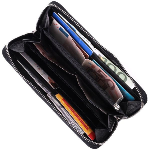 Универсальный кошелек-клатч на одно отделение из натуральной кожи ST Leather 22559 Черный