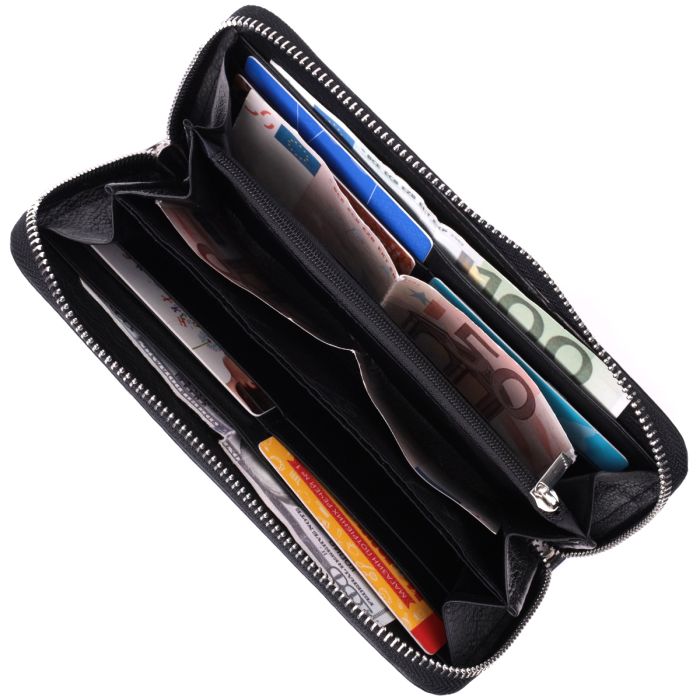 Универсальный кошелек-клатч на одно отделение из натуральной кожи ST Leather 22559 Черный