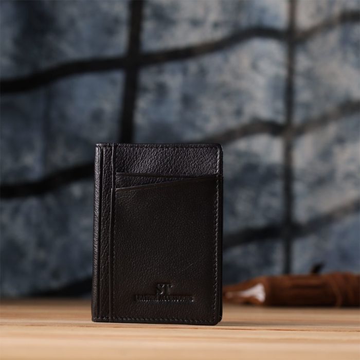 Мужской кошелек для карточек из натуральной кожи ST Leather 23091 Черный