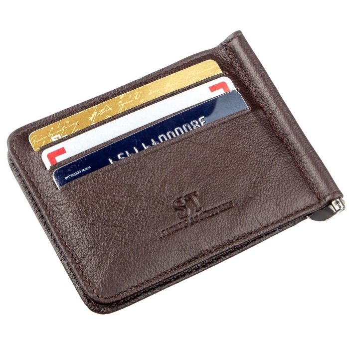 Удобный мужской зажим для купюр ST Leather 18938 Коричневый