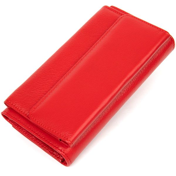 Женский кожаный кошелек для карт купюр и монет ST Leather 19376 Красный