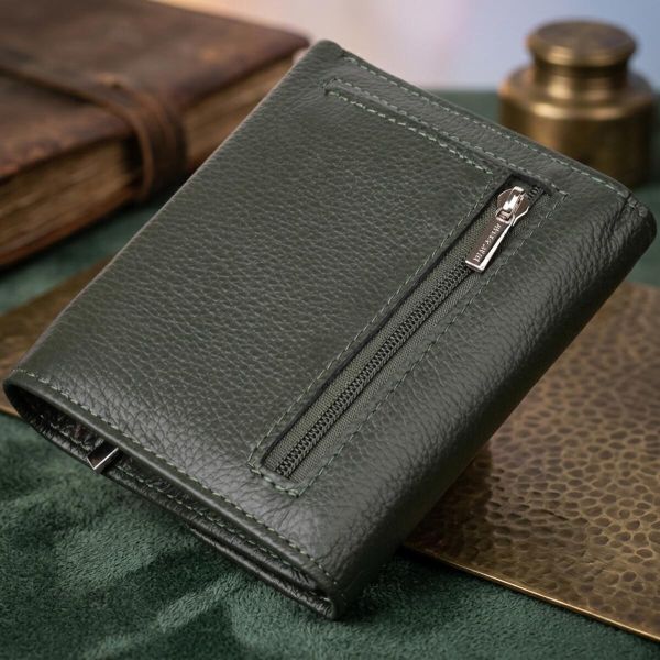 Жіночий гаманець середнього розміру із натуральної шкіри ST Leather 23074 Зелений