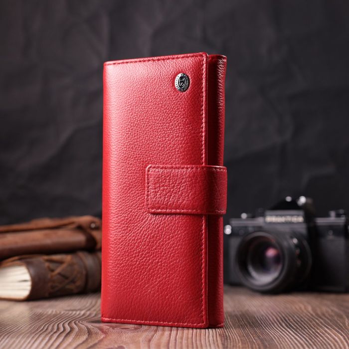 Женский кошелек на четыре отделения для купюр из натуральной кожи ST Leather 22549 Красный