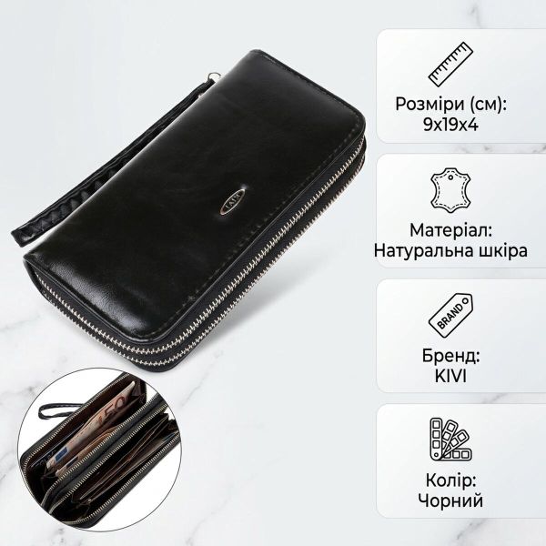 Кошелек женский из экокожи KIVI 19052 Черный