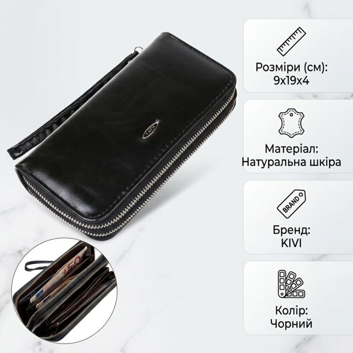 Кошелек женский из экокожи KIVI 19052 Черный