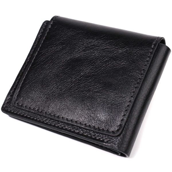Кошелек унисекс из глянцевой натуральной кожи GRANDE PELLE 16806 Черный
