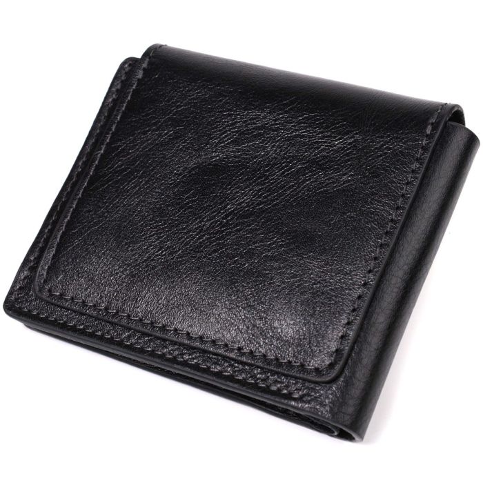Кошелек унисекс из глянцевой натуральной кожи GRANDE PELLE 16806 Черный