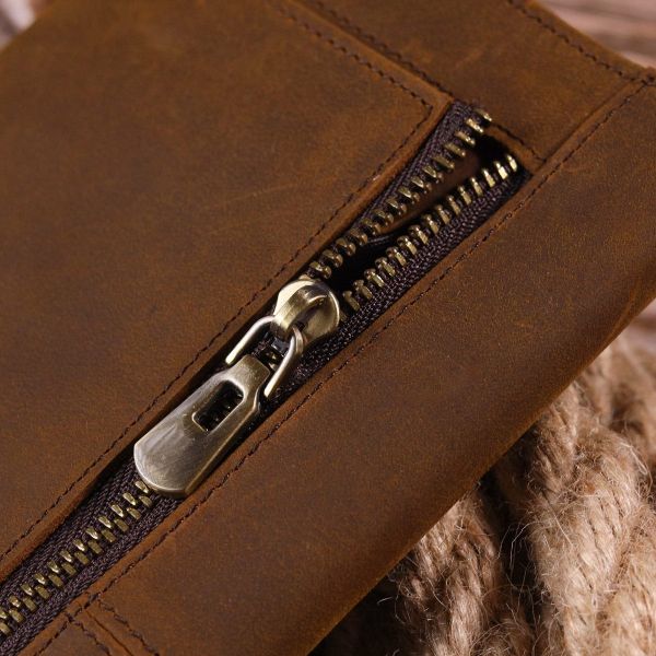 Тонкий мужской бумажник из натуральной винтажной кожи 21296 Vintage Коричневый