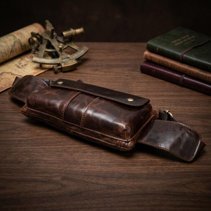 Поясная cумка мужская Vintage 14815 Коричневая