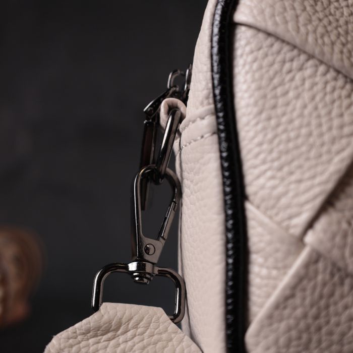 Стильная женская сумка с переплетами из натуральной кожи Vintage 22407 Белая