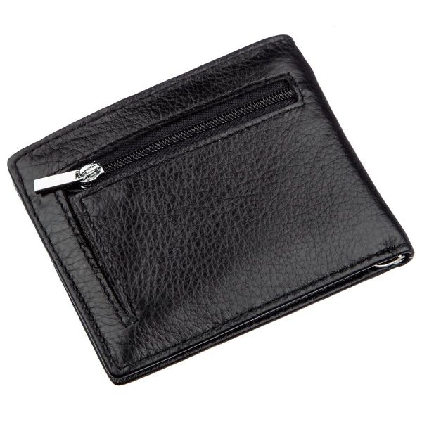 Компактный мужской кошелек с зажимом ST Leather 18837 Черный