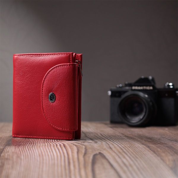 Яркий женский кошелек с монетницей из натуральной кожи ST Leather 22712 Красный