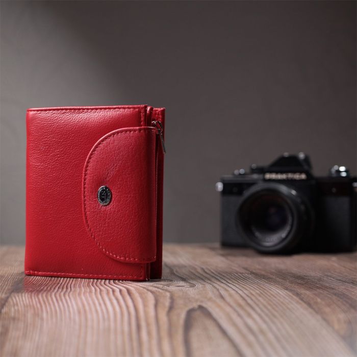 Яркий женский кошелек с монетницей из натуральной кожи ST Leather 22712 Красный