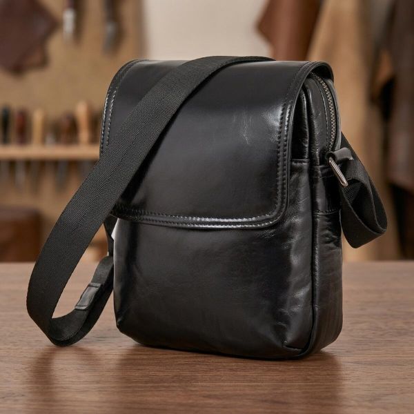 Сумка мужская Vintage 14470 кожаная Черная