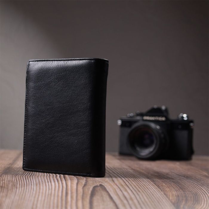 Мужское кожаное портмоне для карт купюр и монет ST Leather 22733 Черное