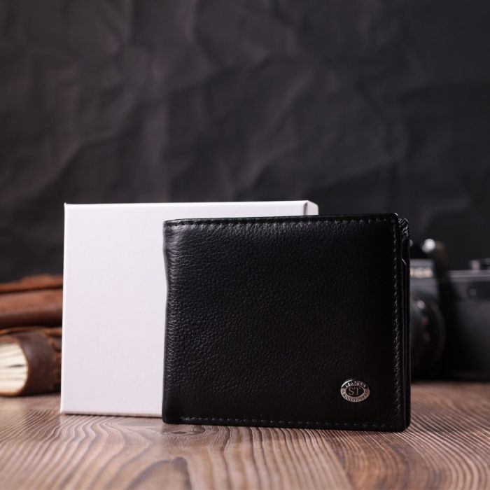 Стильный мужской кошелек из натуральной кожи ST Leather 22457 Черный