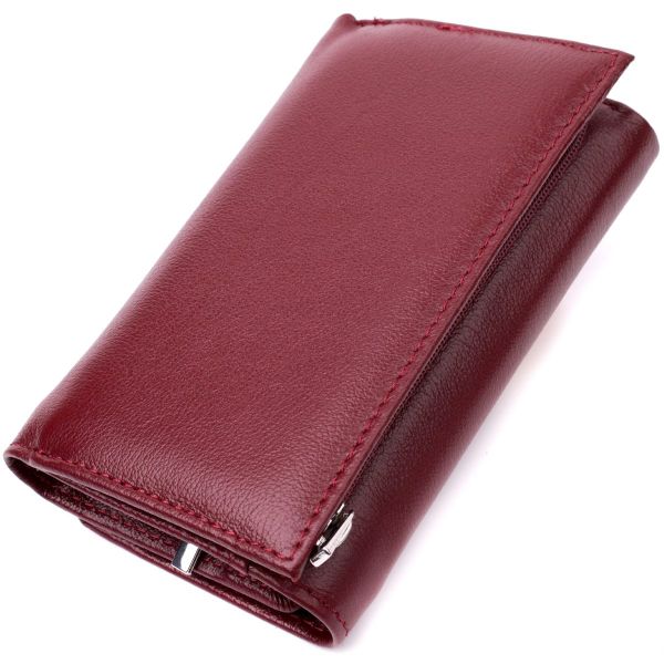 Симпатичный женский кошелек в три сложения из натуральной кожи ST Leather 19470 Бордовый