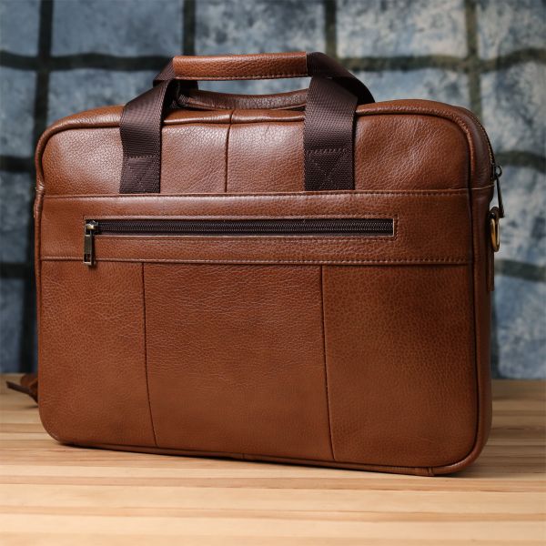 Мужской деловой портфель из натуральной кожи Vintage 23038 Коричневый